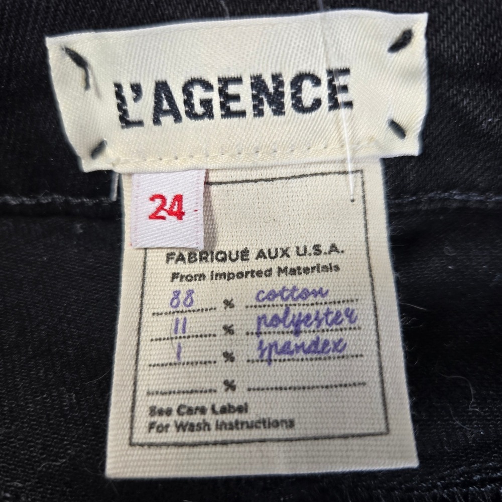 L'AGENCE High Line High Rise Skinny Black Jeans Size 24 Distressed Fray Hem‎ - Picture 8 of 9